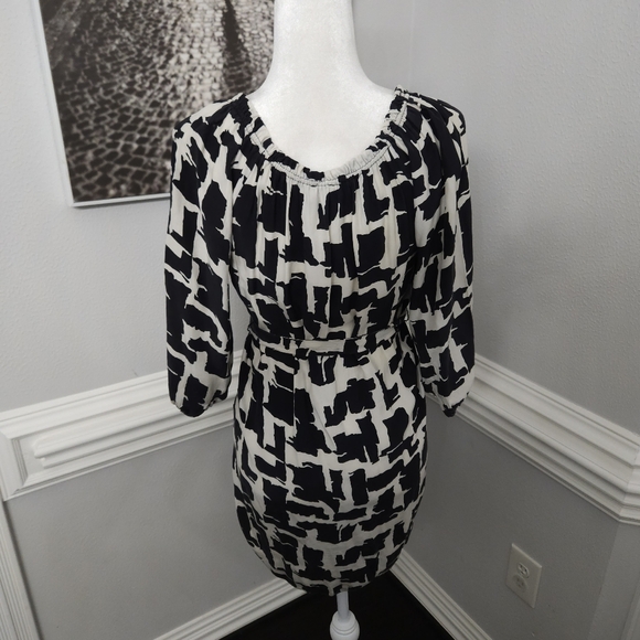 Alice & Trixie black and white Abstract Block Print Silk  Dress Size XS - Picture 6 of 10